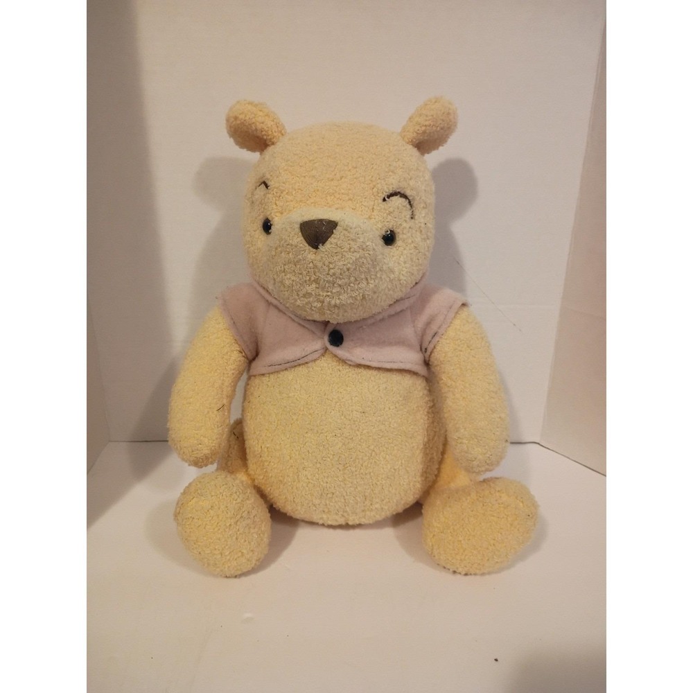 Disney Classic Winnie the Pooh Plush Sherpa Cream Yellow Pink Vest Vintage Style